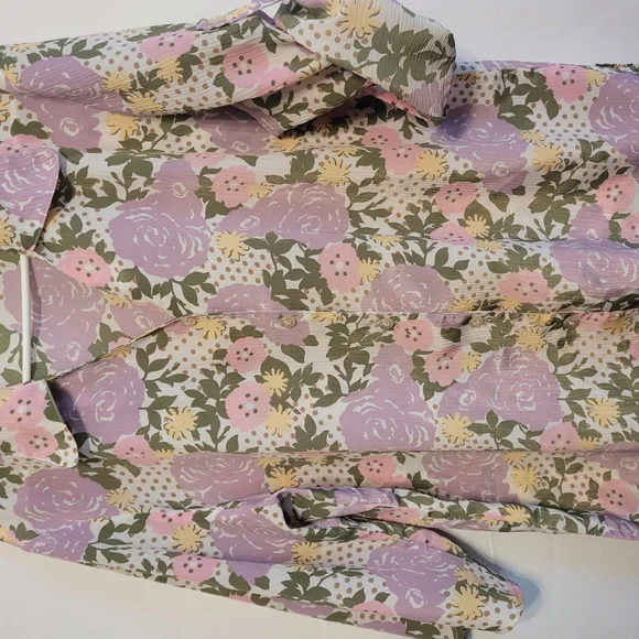 DONNKENNY Floral Women's Button Up Blouse - Pink, Green, And Yellow. - Picture 6 of 10